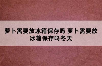 萝卜需要放冰箱保存吗 萝卜需要放冰箱保存吗冬天